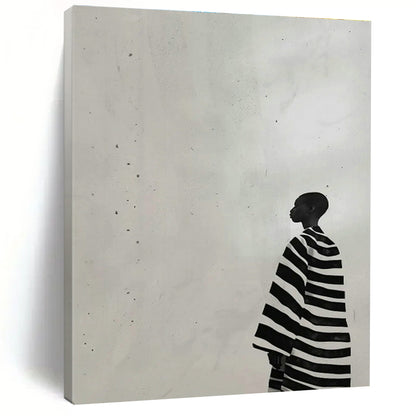 Black - and - White Striped Figure Art for Modern Gallery & Monochrome Home Office DLZ0696