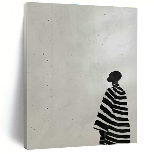 Black - and - White Striped Figure Art for Modern Gallery & Monochrome Home Office DLZ0696