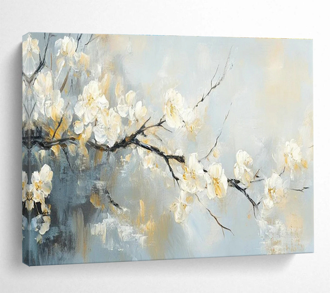 White Plum Blossom Art for Minimalist Zen - Inspired Home Offices DLZ3189