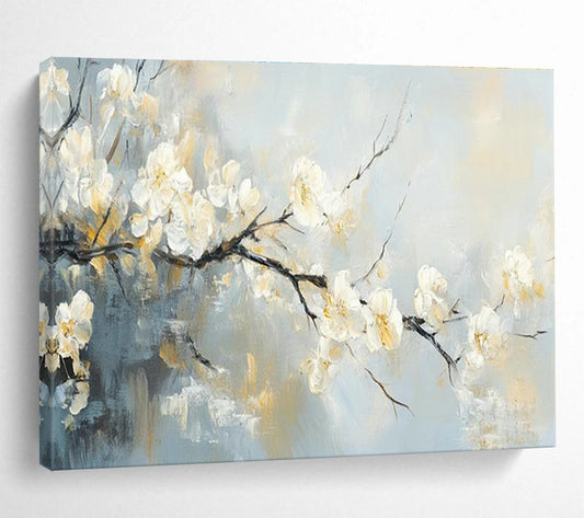 White Plum Blossom Art for Minimalist Zen - Inspired Home Offices DLZ3189
