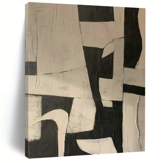 Black - White Geometric Abstract Art for Contemporary Office & Minimalist Art Gallery DLZ1874