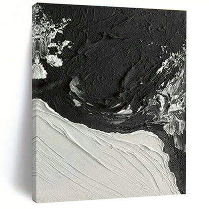 Textured Black and White Abstract Art for Industrial Loft Apartment & Modern Art Gallery DLZ1614