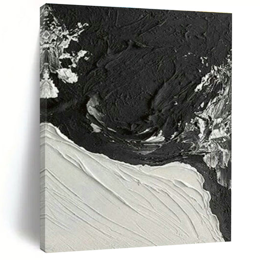 Textured Black and White Abstract Art for Industrial Loft Apartment & Modern Art Gallery DLZ1614