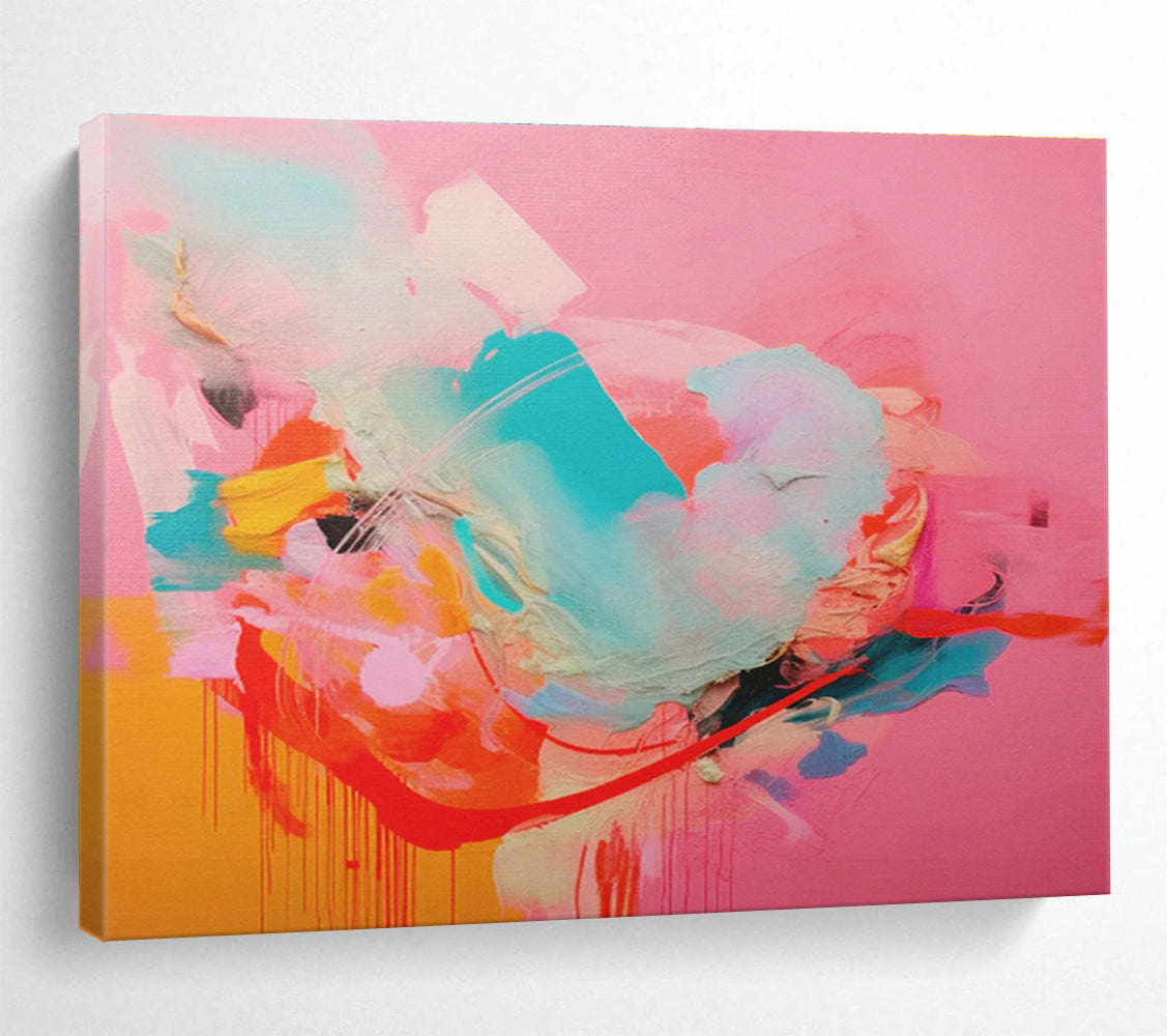 Pink - Orange Clash Abstract Art for Eclectic Living Space DLZ2886