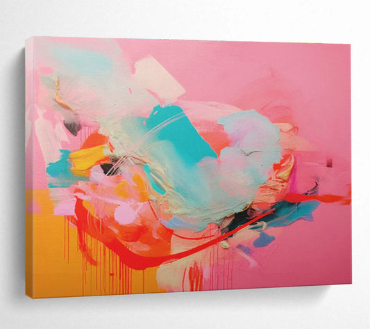 Pink - Orange Clash Abstract Art for Eclectic Living Space DLZ2886
