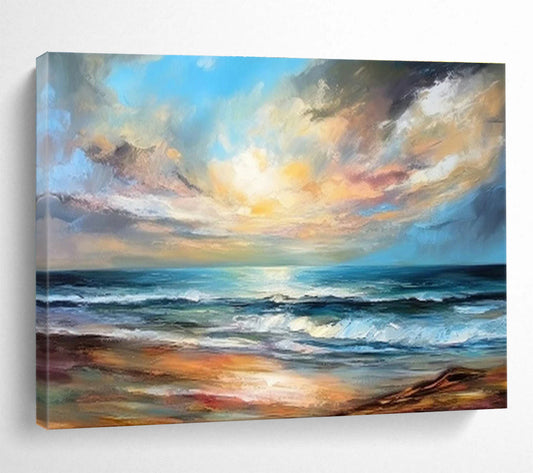 Seaside Sunset Oil Painting for Coastal Home Living Rooms DLZ2536