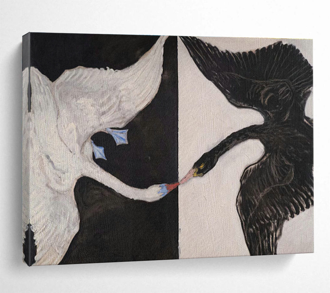 Black - White Swan Oil Painting for Symbolic Home Offices DLZ2509