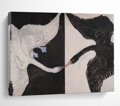 Black - White Swan Oil Painting for Symbolic Home Offices DLZ2509