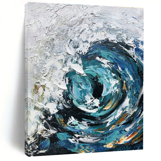 Blue Swirl Abstract Painting for Coastal Spa & Ocean - Lover’s Home Office DLZ1302
