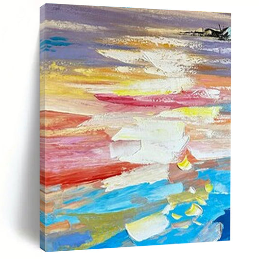 Vivid Seaside Abstract Painting for Beachfront Resort Lounge & Nautical - Themed Home Office DLZ1601