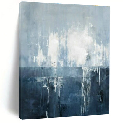 Blue - White Abstract Drip Art for Modern Spa & Coastal Home DLZ2045