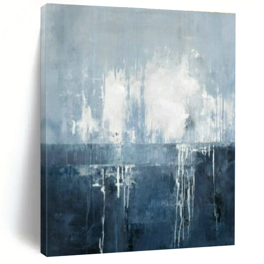 Blue - White Abstract Drip Art for Modern Spa & Coastal Home DLZ2045