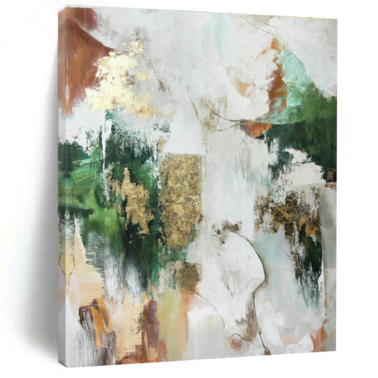Green, Gold, and Brown Abstract Art for Rustic Winery Tasting Room & Nature - Lover’s Lounge DLZ1018