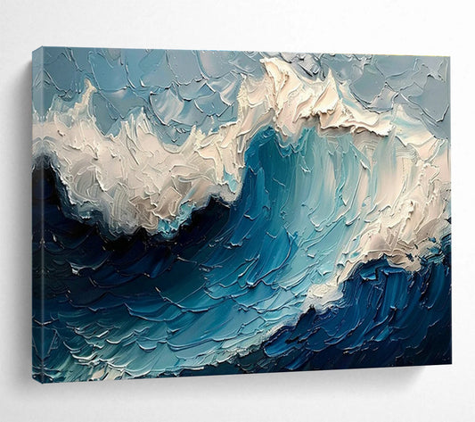 Textured Wave Oil Painting for Nautical - Themed Yacht Club Dining Halls DLZ3150