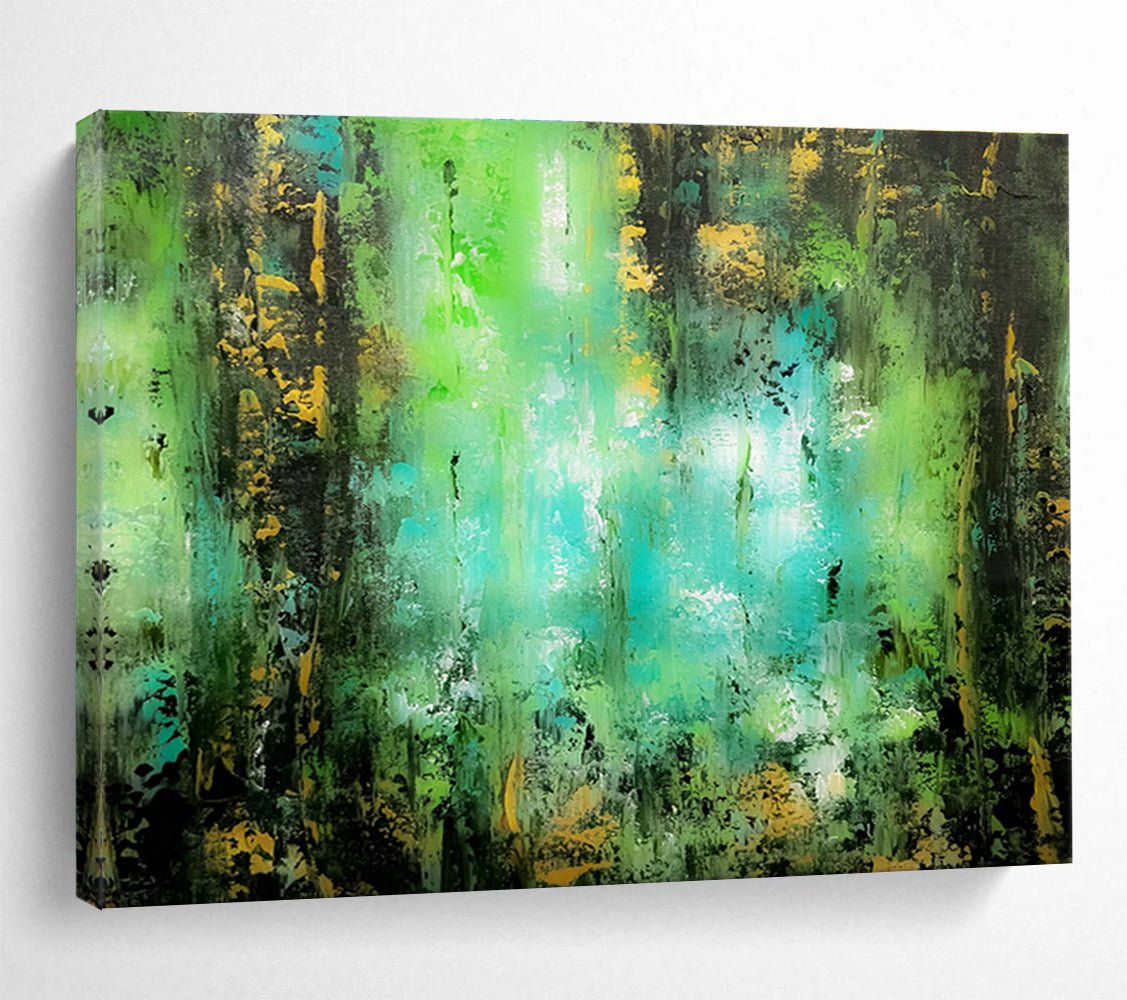 Green & Gold Abstract Art for Luxury Hotel Spa Relaxation Areas DLZ3305