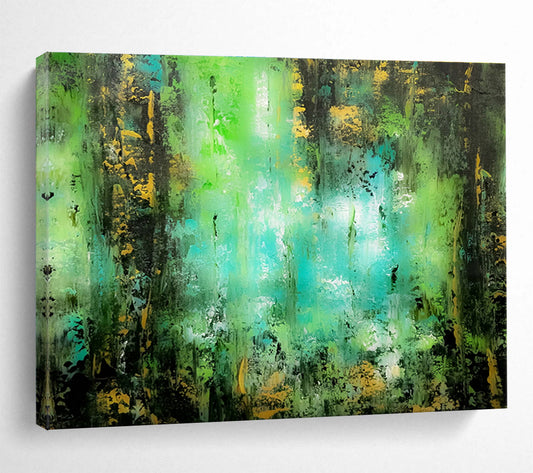 Green & Gold Abstract Art for Luxury Hotel Spa Relaxation Areas DLZ3305