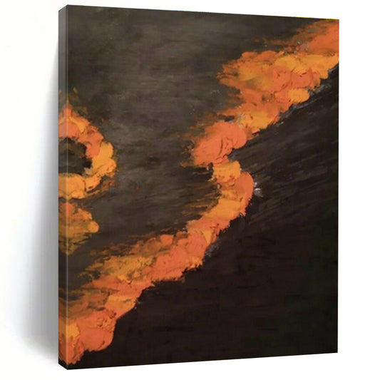 Black - Base Orange Wave Abstract for Urban Art Studio & Late - Night Diner DLZ0968