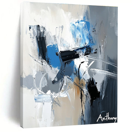 Blue and Gray Abstract Strokes for Modern Office Lobby & Contemporary Living Room STSC450