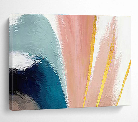 Pink - Blue - Gold Abstract Art for Luxury Hotel Suite Vanity Areas DLZ2600