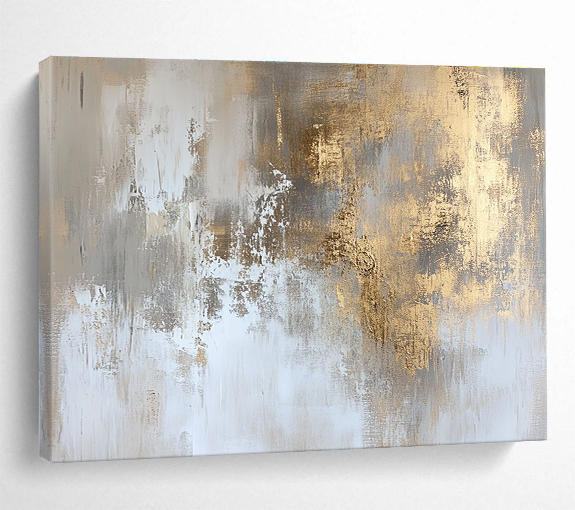 Gold - Accented Gray Abstract Art for Luxury Hotel Suite & Upscale Home Library SC234