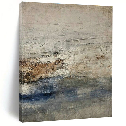 Gray - White - Brown - Blue Textured Art for Coastal Home & Nautical Art Lounge DLZ1873