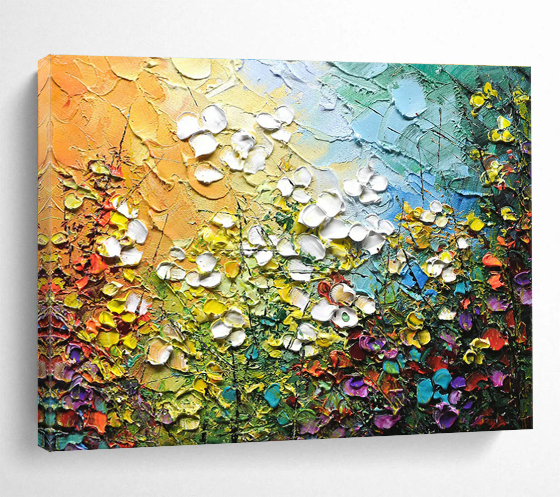 Textured Floral Oil Painting for Cheerful Sunroom DLZ2827