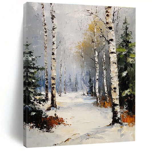 Snowy Birch Forest Path 1 Art for Winter Lodge & Nature - Lover’s Study STSC1381