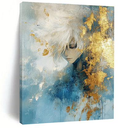 Abstract Portrait with Gold Accents for Luxury Bedroom & High - End Art Gallery STSC449