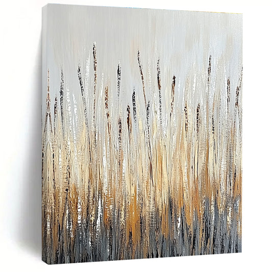 Silver and Gold Reed Abstract for Contemporary Lakeside Home & Sophisticated Dining Room STSC337