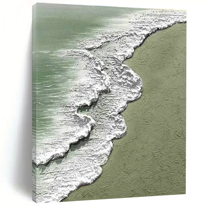 Textured Green Beach and Wave Abstract Art for Living Room & Beachfront Home DLZ1207