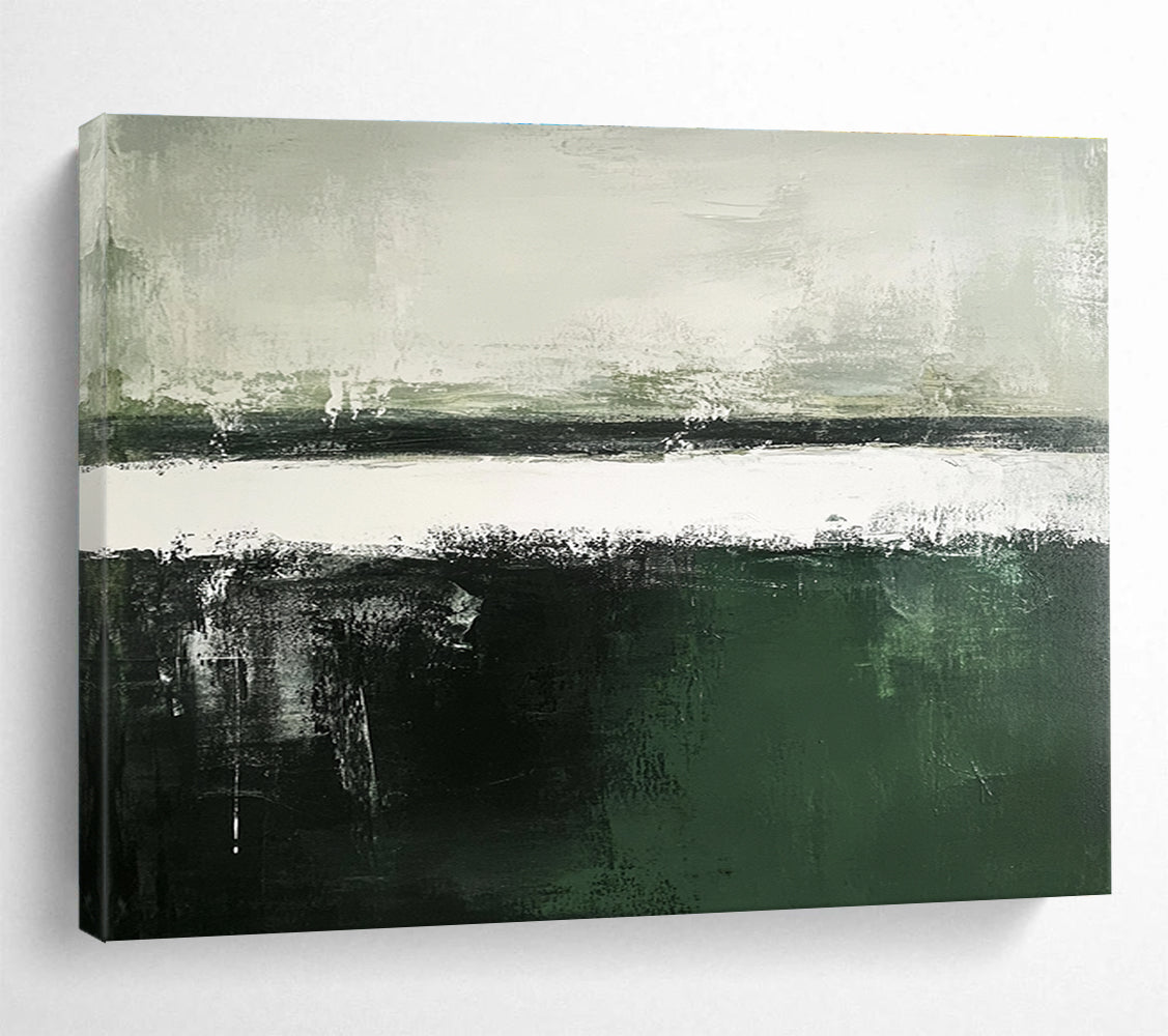 Green - Gray Abstract Landscape Art for Eco - Friendly Hotel & Minimalist Study SC054