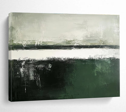 Green - Gray Abstract Landscape Art for Eco - Friendly Hotel & Minimalist Study SC054
