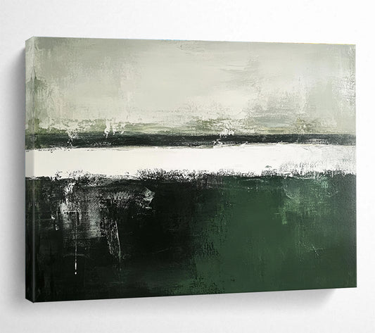 Green - Gray Abstract Landscape Art for Eco - Friendly Hotel & Minimalist Study SC054