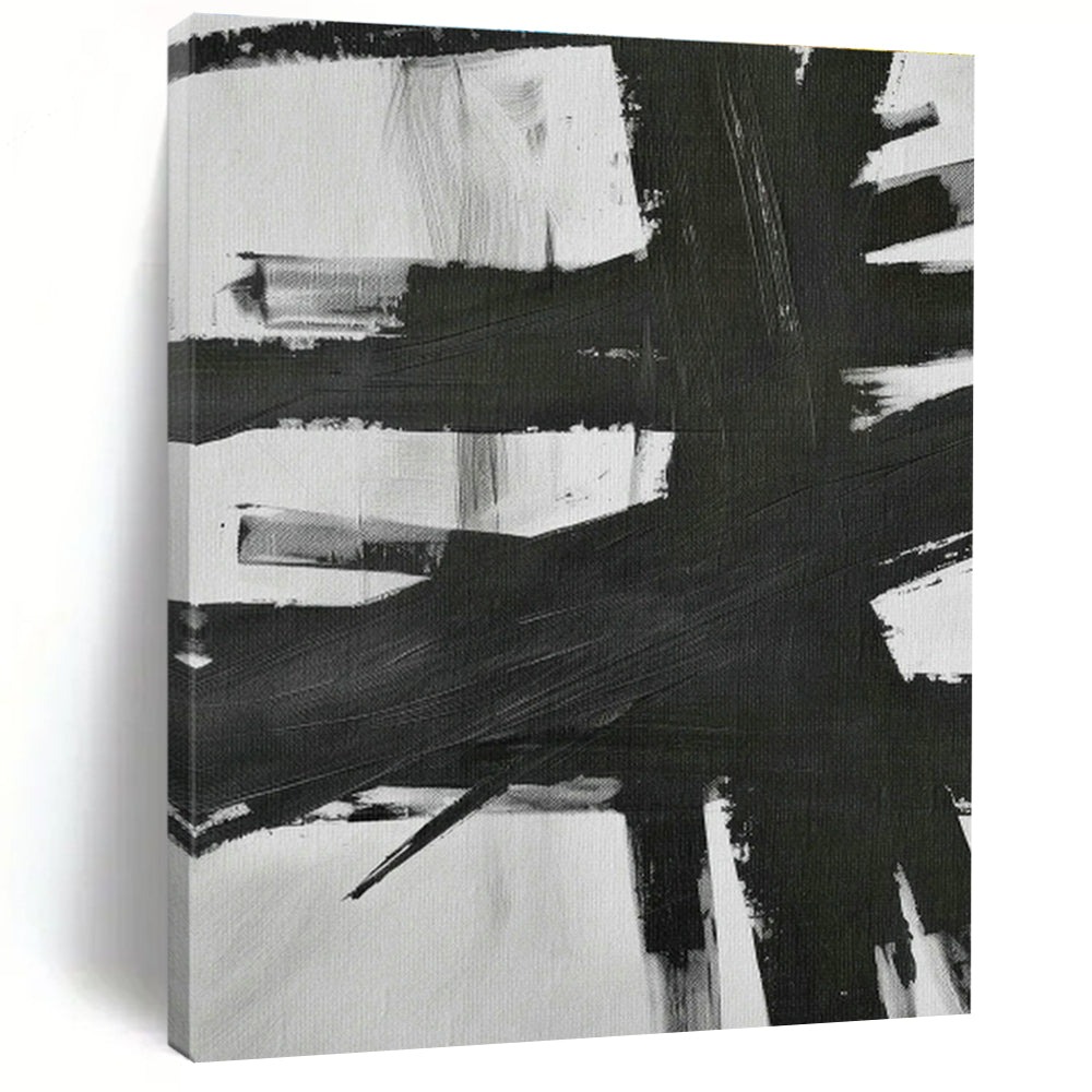 Monochrome Brushstroke Abstract Art for Industrial Loft & Art Gallery DLZ1161