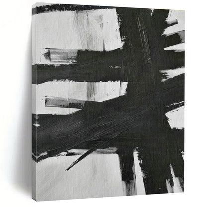 Monochrome Brushstroke Abstract Art for Industrial Loft & Art Gallery DLZ1161
