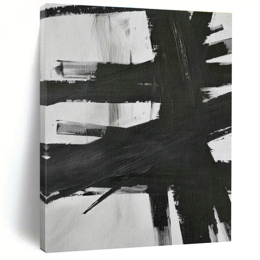 Monochrome Brushstroke Abstract Art for Industrial Loft & Art Gallery DLZ1161