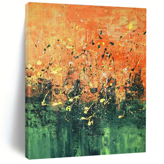 Orange - Green Abstract Art for Modern Restaurant & Art Gallery Pop - Up DLZ1821