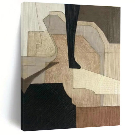 Wood - Toned Geometric Abstract Art for Rustic Restaurant & Home Study DLZ1078