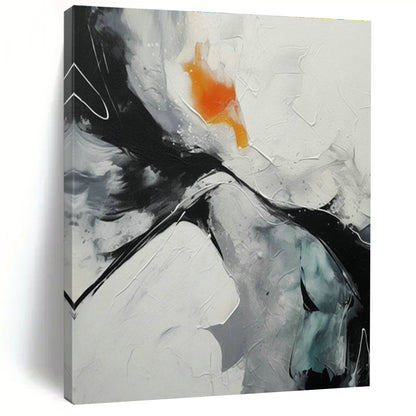 Black - White - Orange Abstract for Urban Loft Apartment & Modern Art Bar DLZ0895