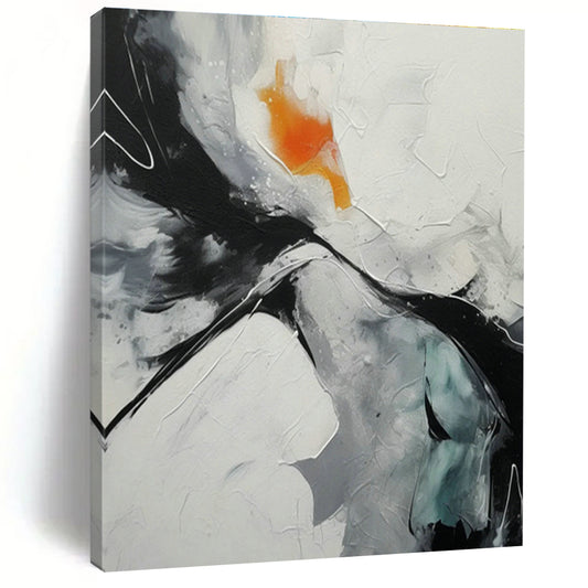 Black - White - Orange Abstract for Urban Loft Apartment & Modern Art Bar DLZ0895