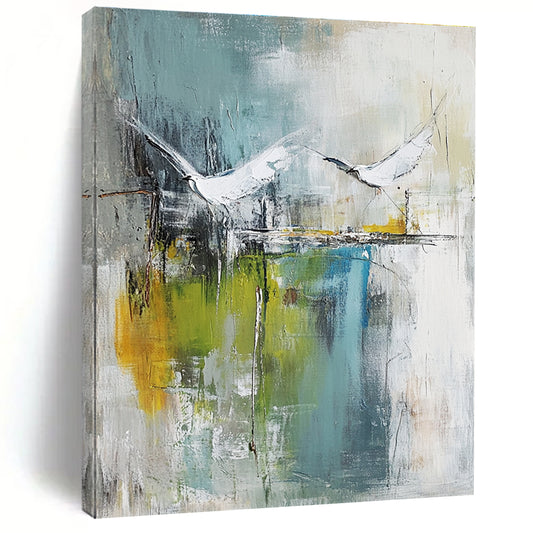 Abstract White Birds for Coastal Home & Serene Spa Retreat STSC303