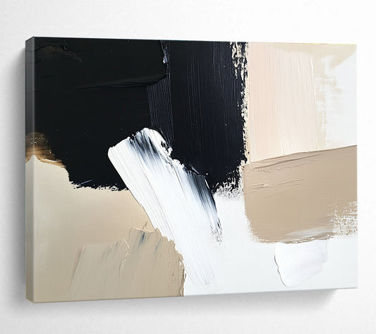Black - White - Beige Abstract Art for Modern Café & Contemporary Home SC012
