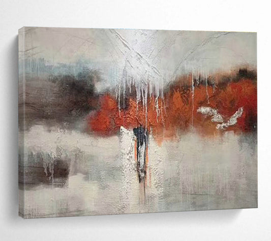 Gray - Orange Abstract Landscape for Minimalist Living Room Corners DLZ2683
