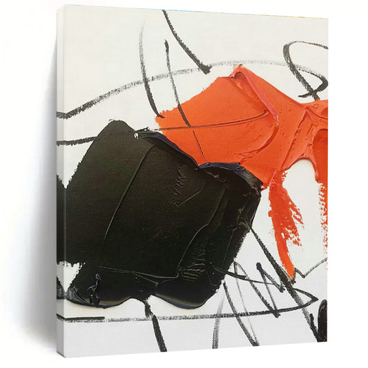 Black - Orange Abstract Art for Urban Art Studio & Bold Retail Space DLZ0796