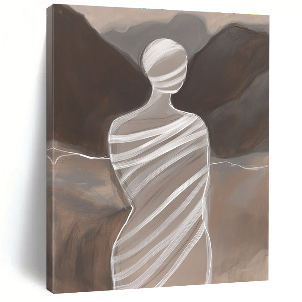 Abstract Figure in White Wraps for Minimalist Home Office & Art Gallery STSC1268