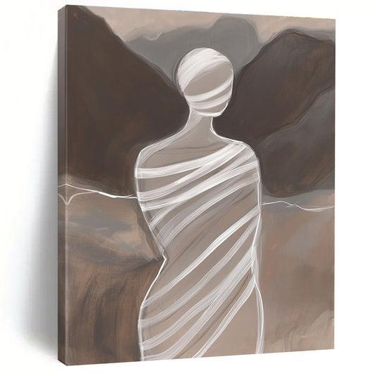 Abstract Figure in White Wraps for Minimalist Home Office & Art Gallery STSC1268