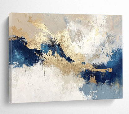 Blue - Gold Mountain Abstract for Spa Retreat & Contemporary Home SC023