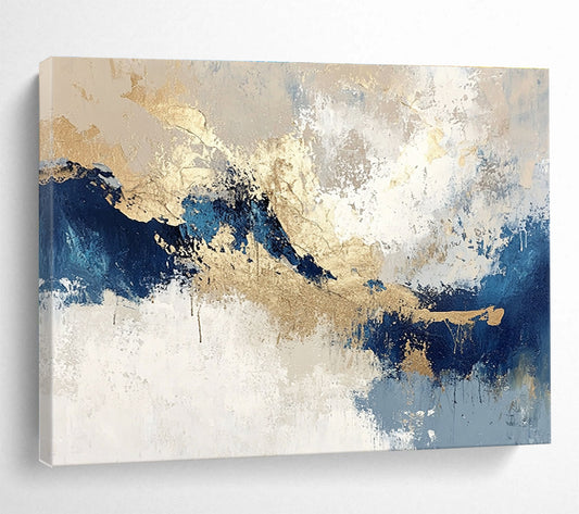 Blue - Gold Mountain Abstract for Spa Retreat & Contemporary Home SC023
