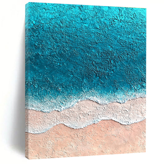 Textured Blue and Pink Beach Art for Coastal Home Living Room & Relaxing Spa STSC1428