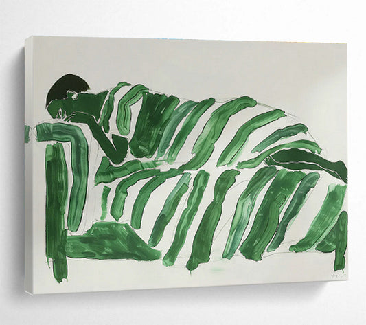 Green Zebra - Stripe Resting Figure Art for Avant - Garde Studio Lounges DLZ2611